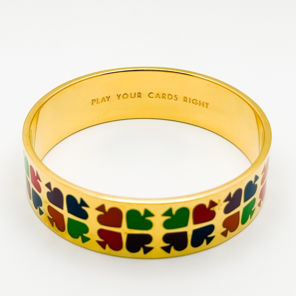 ♠️ Kate Spade ♠️ “Play Your Cards Right” Gold Bangle with Colorful Spade design - Picture 5 of 14